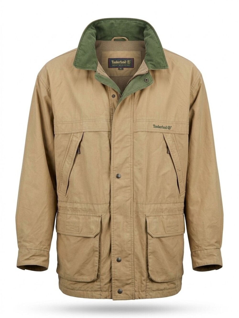Timberland Weathergear Field Jacket Mens XL Khaki Tan Cotton Nylon 90s Vintage
